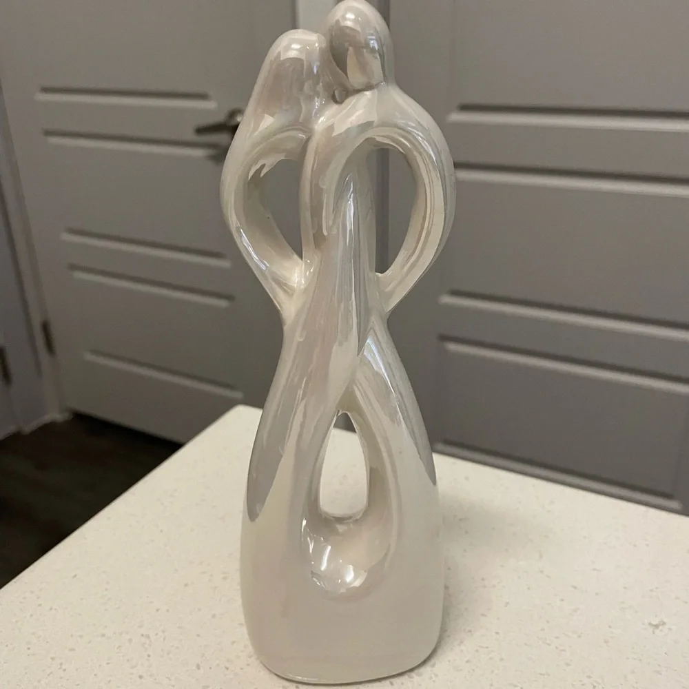 Cake Topper Wedding Decor Intertwined Abstract Modern Iridescent Couple in Love